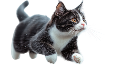  Playful Kitten: Capture the essence of youth with a sleek, animated kitten showcasing playful movement. Featuring the joy of pets, and cuteness, this image radiates innocence and boundless energy.