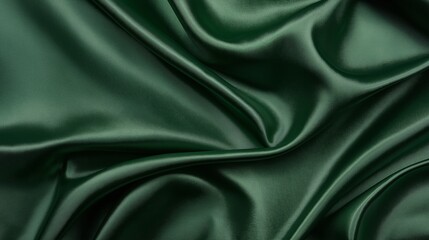 Fototapeta premium Green silk satin fabric abstract background.AI Generative.