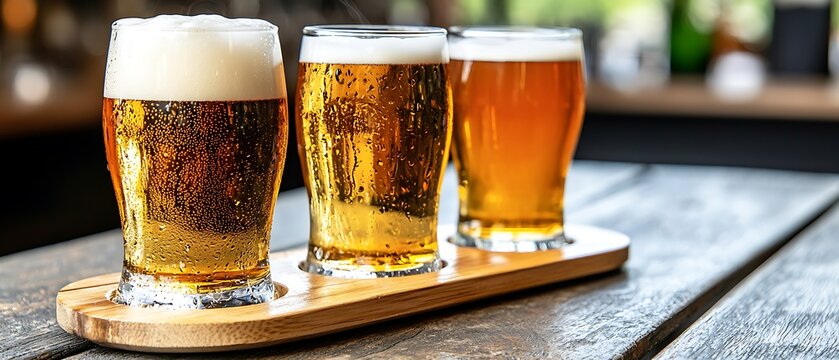 Craft beer tasting experience brewery beverage showcase rustic bar close-up flavor exploration