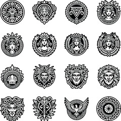 Set of Glyph Style Ancient Greek Icons 

