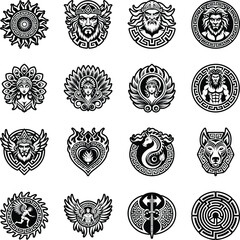 Collection of Glyph Ancient Greek Mythology Icons 

