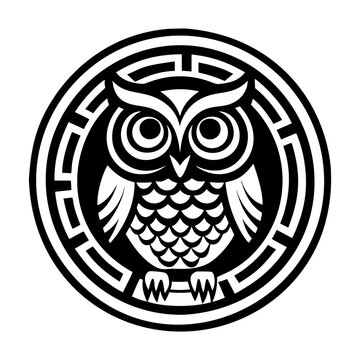 A solid style icon of athena owl symbol