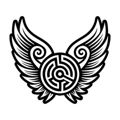 Daedalus wings symbol icon in solid style