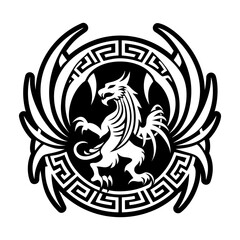 A glyph style icon of griffin tattoo symbol