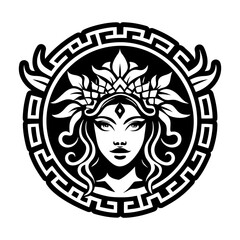 Persephone goddess symbol icon in solid style