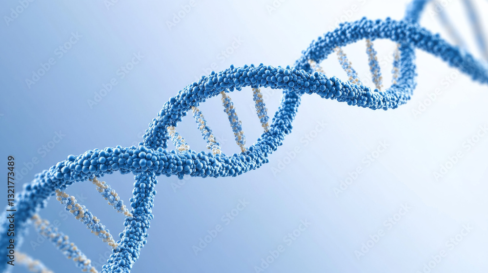 Poster a 3d-rendered image of a dna double helix with modified genes represents genetic engineering and mut