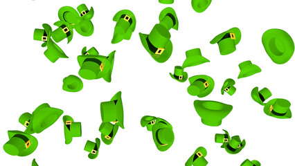 Lots of St. Patrick's Hats on transparent background png. for St. Patrick's Day.