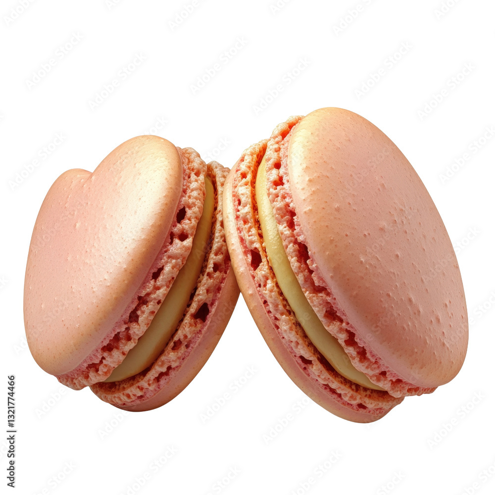 Poster two exquisite macarons in vibrant colors displayed against a minimalist black background for maximum