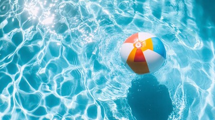 Pool ball in a swimming pool, sunny day, top view, leisure activity