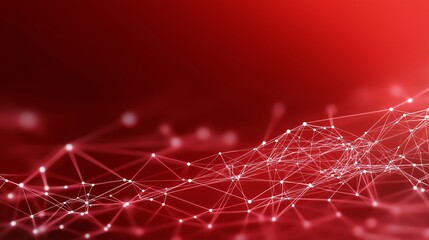 Luminous red network connection with sparkling dots background.