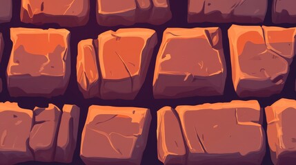 Detailed Seamless Stone Wall Pattern for Game Design