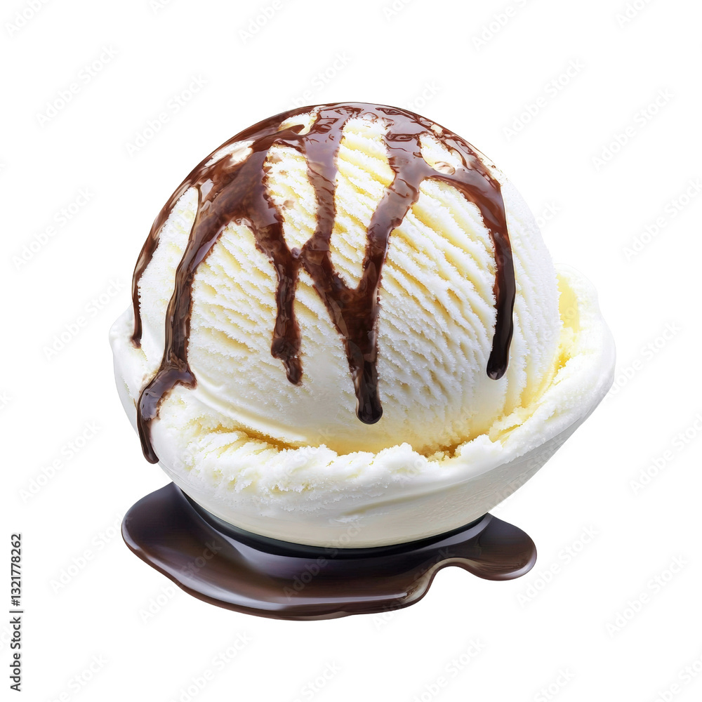 Poster a creamy scoop of ice cream perfectly served in a waffle cone displaying rich colors and tempting fl
