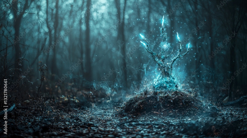 Poster mystical moment krithong's magical artifact unveils secrets in enchanted forest fantasy art ethereal
