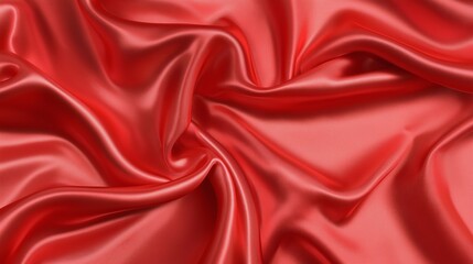 Fototapeta premium Red silk satin fabric abstract background.AI Generative.