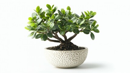 A compact jade plant with thick, glossy green leaves symbolizing prosperity, isolated for clarity --chaos 20 --ar 16:9 --quality 2 --v 6.1 Job ID: a7239dcd-10b1-4ee3-8f62-aa0e2ecec67b