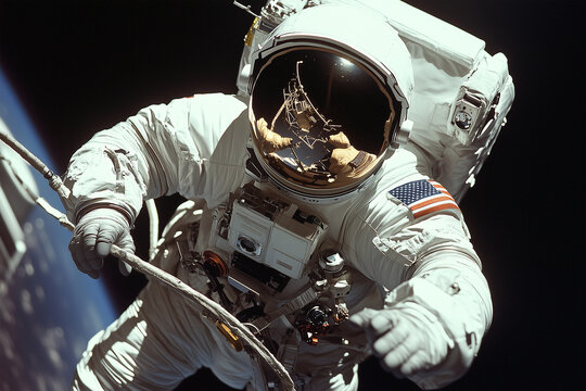 An astronaut in an astronaut s space suit with the stars on the side
