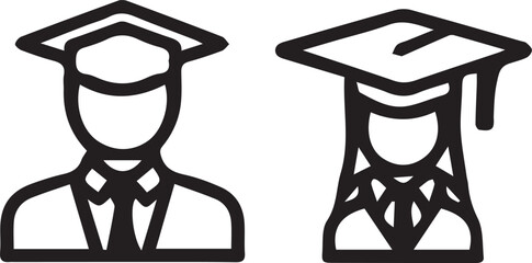 graduation cap icon of man and woman