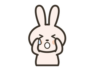 悲しくて泣くかわいいうさぎさんの上半身イラスト