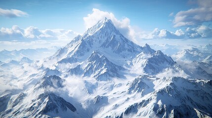 Obraz premium Majestic Snowy Mountain Peaks Under a Bright Blue Sky Landscape View