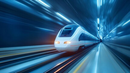Fototapeta premium High-speed train in tunnel at night