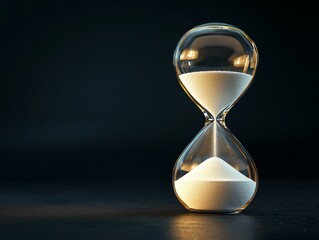 Dramatic Hourglass Displaying Passing Time on Minimalist Dark Background