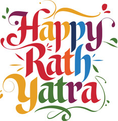 Happy Rath Yatra lettering lord jagannath hindu festival vector illustration.