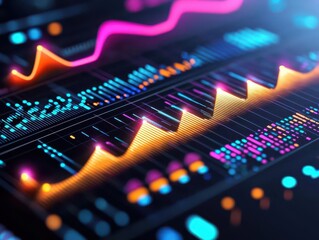 Elegant and minimal data visualization of NLPdriven language analytics, futuristic design