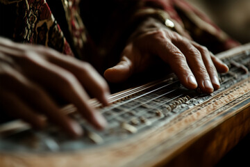 A man playing the harp