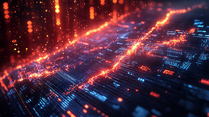 Neon Digital Highway with Data Stream Visualization