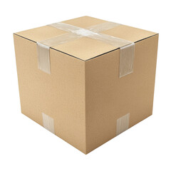 Plain Brown Cardboard Box with Clear Packing Tape on Each Side