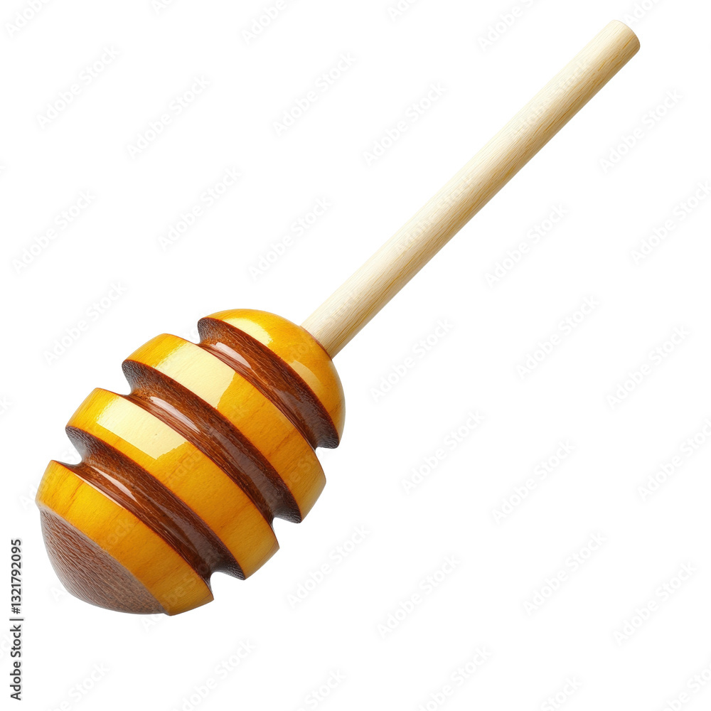 Poster natural honey on a wooden stick dripping slowly showcasing its golden color and thick consistency in