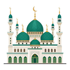 Obraz premium The artwork shows a symmetrical mosque design with five distinct domes