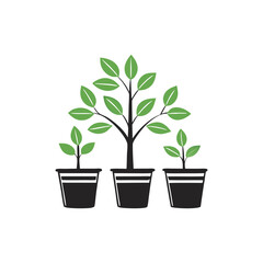 Obraz premium Minimalist Plant Growth and Gardening Icons Set Flat Vector Design .