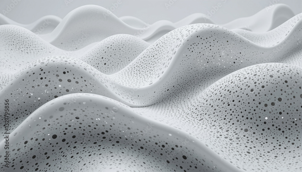 Poster 3d rendered abstract, textured surface in white with a subtle shadow effect.