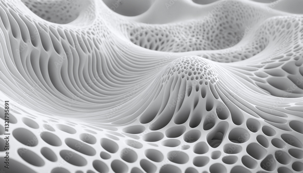 Aufkleber 3d rendered abstract, textured surface in white with a more pronounced shadow effect.