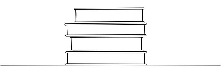 Stack of books continuous one line drawing. School education concept. Vector illustration isolated on white.