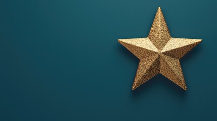 Obraz premium Golden Star Decoration Against Teal Background for Holidays or Celebratory Events