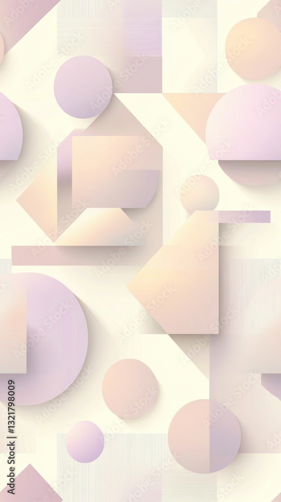 Poster pastel colored geometric shapes creating seamless abstract pattern