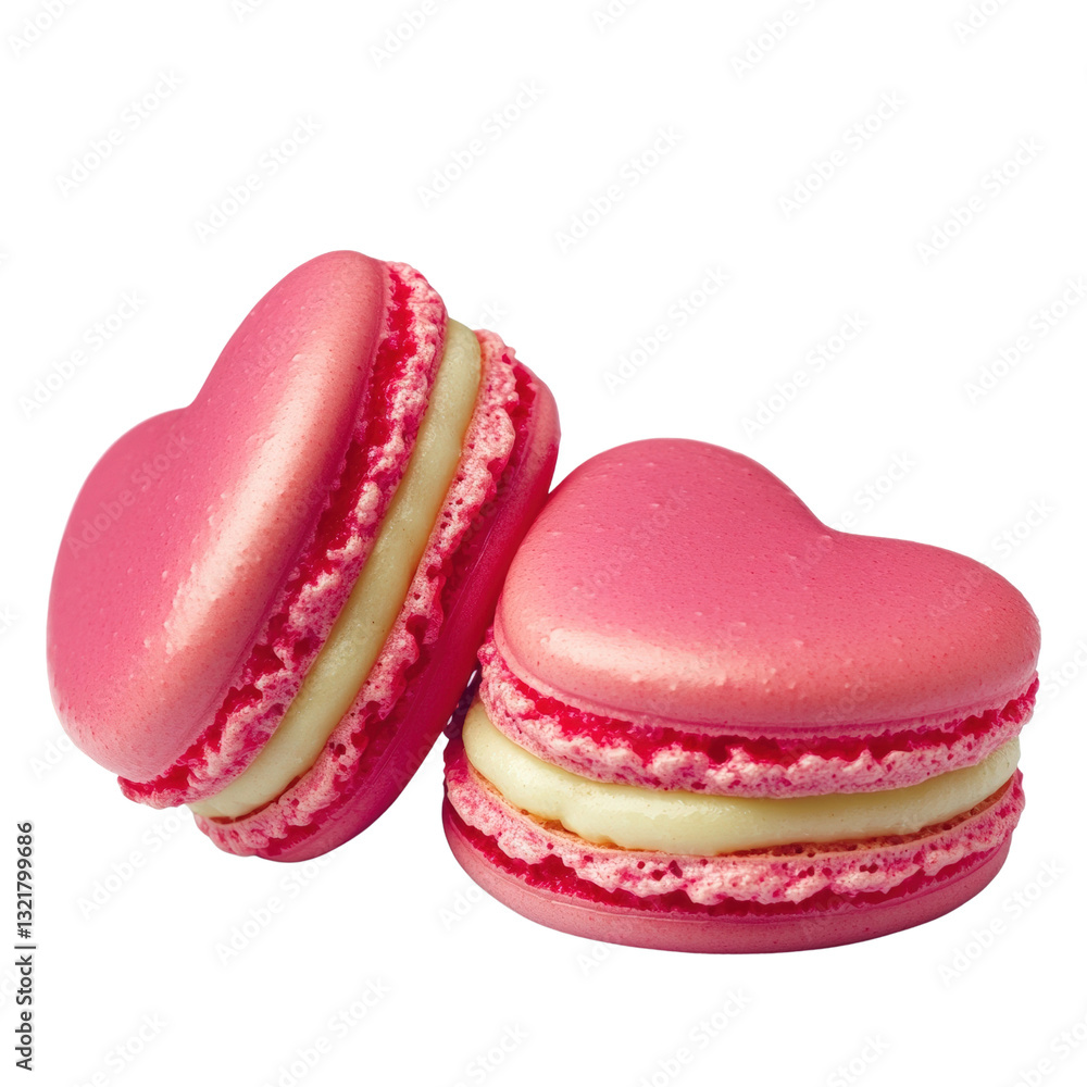 Poster two colorful macarons stacked together in a delicate display showcasing their unique texture and swe