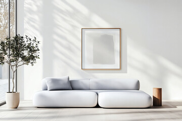 Fototapeta premium Minimalist Living Room with Artwork and Plant