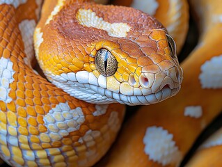 Fototapeta premium Orange Python Close-Up Portrait. (1)