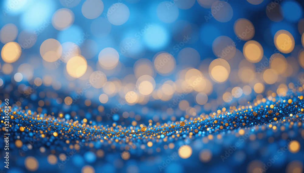 Poster abstract bokeh effect with blurred lights and a vibrant blue color scheme.