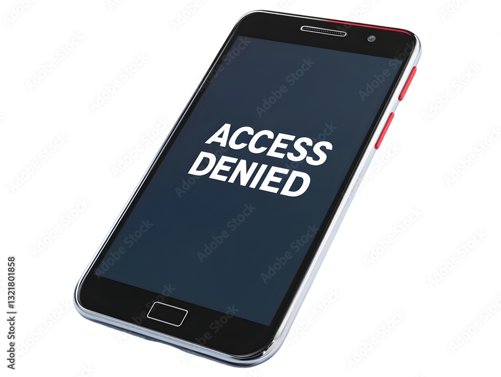 Poster smartphone displaying an 'access denied' message, symbolizing security and digital privacy challenge