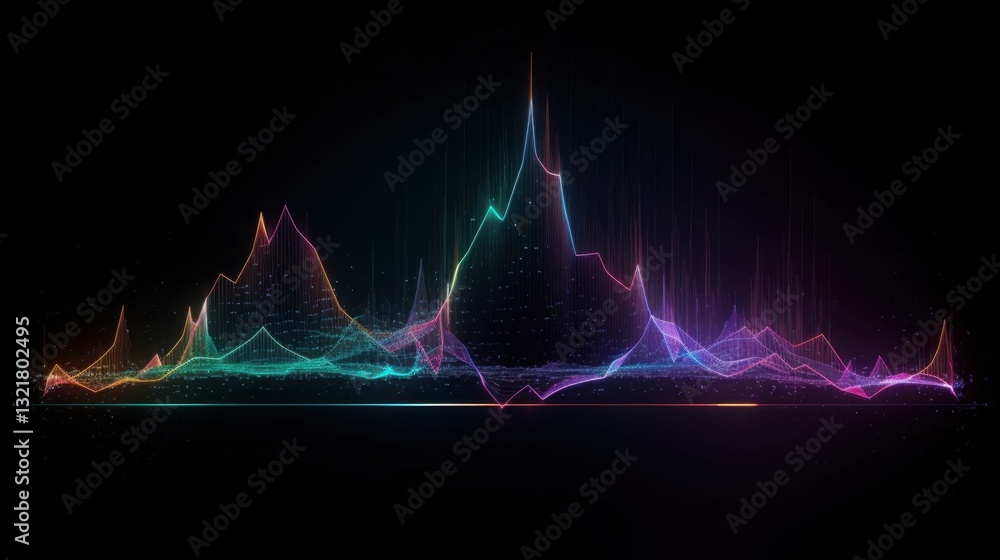 Aufkleber abstract neon soundwave visualizer with flowing energy pulses and particles