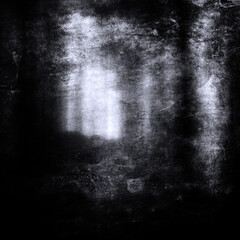 Grunge scary horror wallpaper, halloween creepy forest