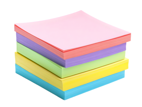 Colorful sticky notes stacked elegantly, perfect for organizing thoughts or brainstorming ideas in a creative workspace.