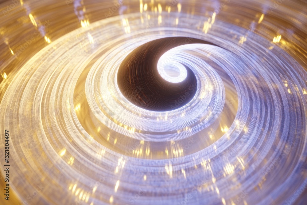 Poster golden swirling vortex creating a mesmerizing light show