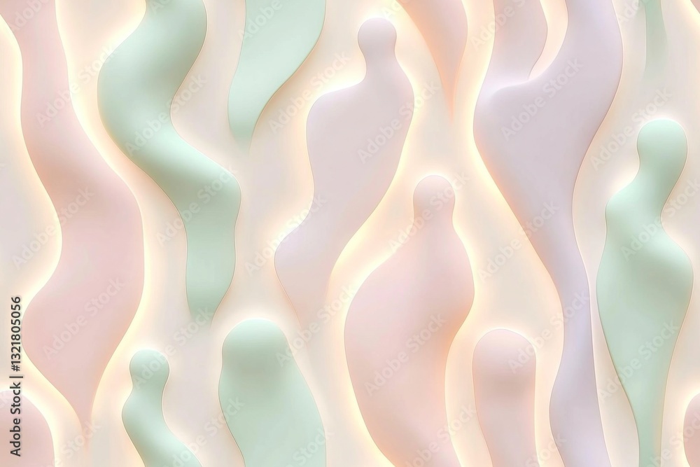 Aufkleber pastel colored wavy shapes creating a modern abstract background