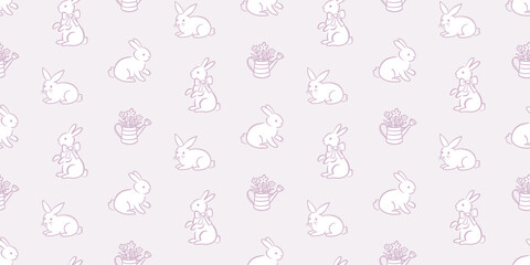 Vector Easter Bunny Seamless Pattern Background