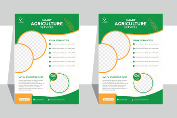 agriculture flyer, farming flyer, organic farm poster, smart agriculture design template ai editable and printed